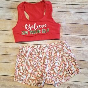 CrazyPants Christmas Themed Sports Bra & Shorts YL
